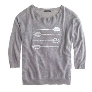 J. Crew Gray Arrow Print Sweater Small